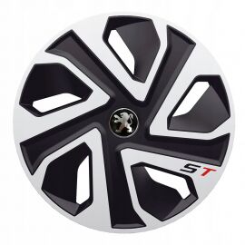 J-TEC ST Silver&Black R14 Колпаки для колес с логотипом Peugeot (Комплект 4 шт.)