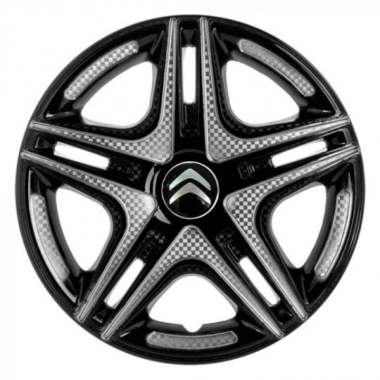 STAR Дакар Super Black R15 Ковпаки для коліс з логотипом Citroen (Комплект 4 шт.)
