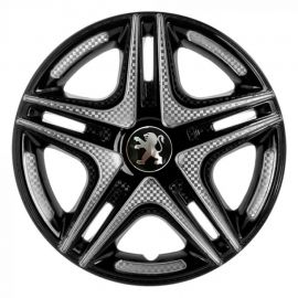 STAR Дакар Super Black R15 Ковпаки для коліс з логотипом Peugeot (Комплект 4 шт.)