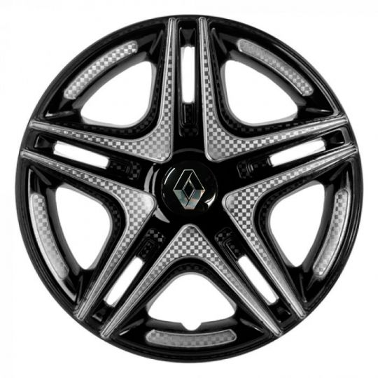 STAR Дакар Super Black R15 Ковпаки для коліс з логотипом Renault (Комплект 4 шт.)