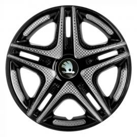 STAR Дакар Super Black R15 Ковпаки для коліс з логотипом Skoda (Комплект 4 шт.)