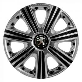 STAR DTM Super Silver R15 Ковпаки для коліс з логотипом Peugeot (Комплект 4 шт.)