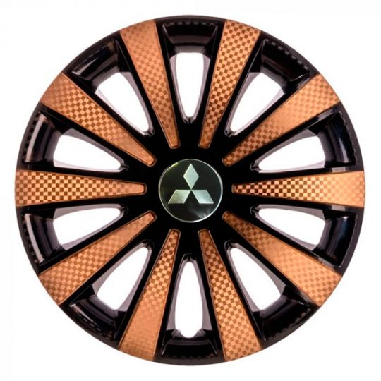 STAR Карат Super Black Gold R15 Ковпаки для коліс з логотипом Mitsubishi (Комплект 4 шт.)