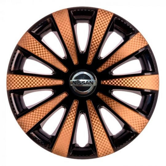 STAR Карат Super Black Gold R15 Ковпаки для коліс з логотипом Nissan (Комплект 4 шт.)