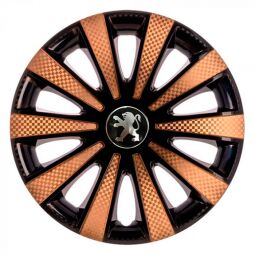 STAR Карат Super Black Gold R15 Ковпаки для коліс з логотипом Peugeot (Комплект 4 шт.)
