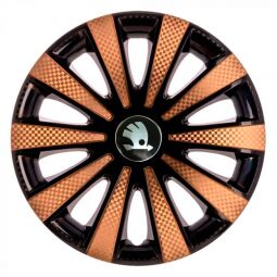 STAR Карат Super Black Gold R15 Ковпаки для коліс з логотипом Skoda (Комплект 4 шт.)