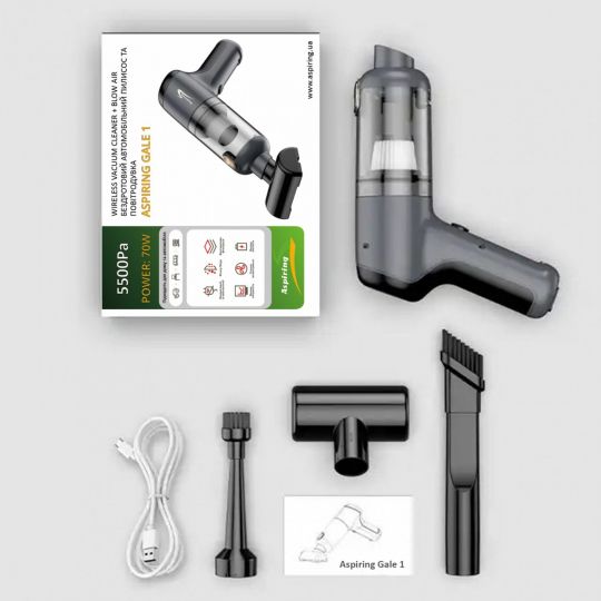 Aspiring Аккумуляторный автомобільний пилосос Gale 1 Wireless Blow air Aspiring Аккумуляторный автомобільний пилосос Gale 1 Wireless Blow air