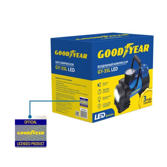 GOODYEAR GY-35L LED Компрессор автомобильный одноцилиндровый GOODYEAR GY-35L LED Компрессор автомобильный одноцилиндровый