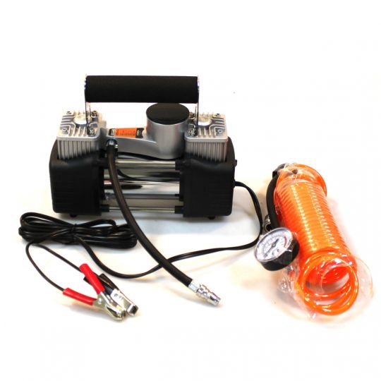 LAVITA Компресор автомобільний, двоциліндровий 12V, 264W, 60 л/хв із зажимами АКБ