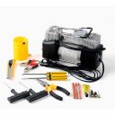 Атомобільний компресор 12V, 90 л/хв, двопоршневий, з манометром, набором для ремонту шин та інструментами