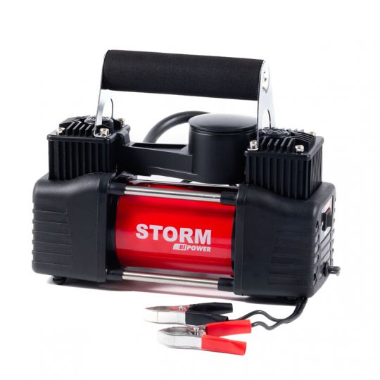Storm Компресор автомобільний, двоциліндровий 12V, 360W, 85 л/хв із зажимами АКБ Storm Компресор автомобільний, двоциліндровий 12V, 360W, 85 л/хв із зажимами АКБ
