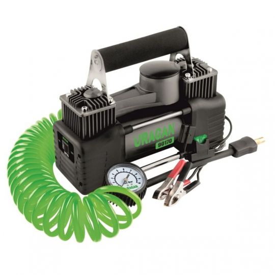 Uragan Компресор автомобільний, двоциліндровий 12V, 360W із зажимами АКБ