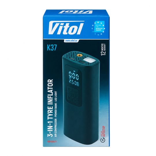 Компресор автомобильный Vitol K-37 20л/хв [4000mAh]