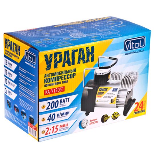 Ураган КА-У12051 Компрессор автомобильный одноцилиндровый