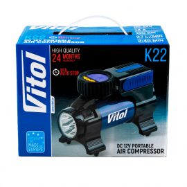 Vitol К-22 37л/Ліхтар/Автостоп/ Компрессор автомобильный одноцилиндровый