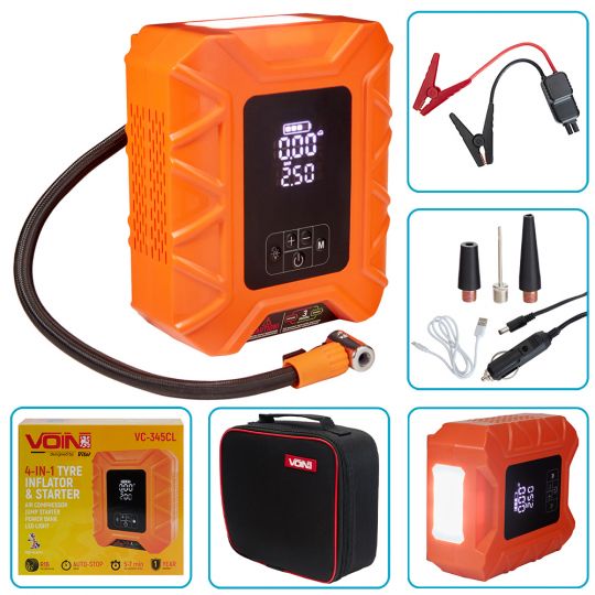 Компресор автомобильный VOIN VC-345CL 20л/хв [10000mAh]