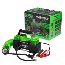 Winso Компресор автомобільний двоциліндровий Pro Heavy Duty 12В, 10 Атм, 90 л/хв із зажимами АКБ