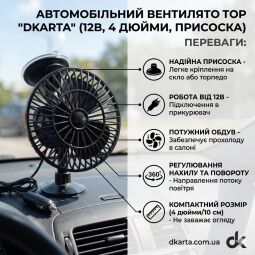 Автомобильный вентилятор, 12 В, 4 дюйма, присоска