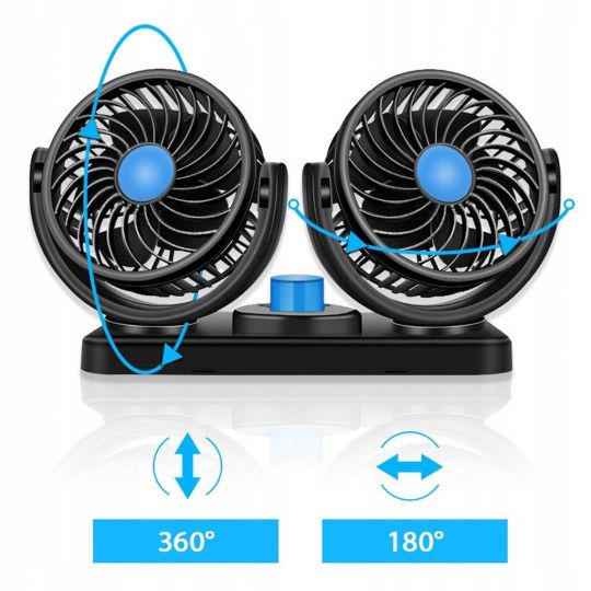 Автомобільний вентилятор CAR SMALL FAN 12V F30 Подвійний вентилятор на панель приладів 12V