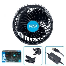 Vitol Вентилятор автомобильный на присоске 4.5" 12V HX-U701E +клипса