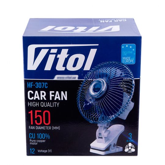 Vitol Вентилятор автомобильный на клипсе 6" 12V ВН.12.607С