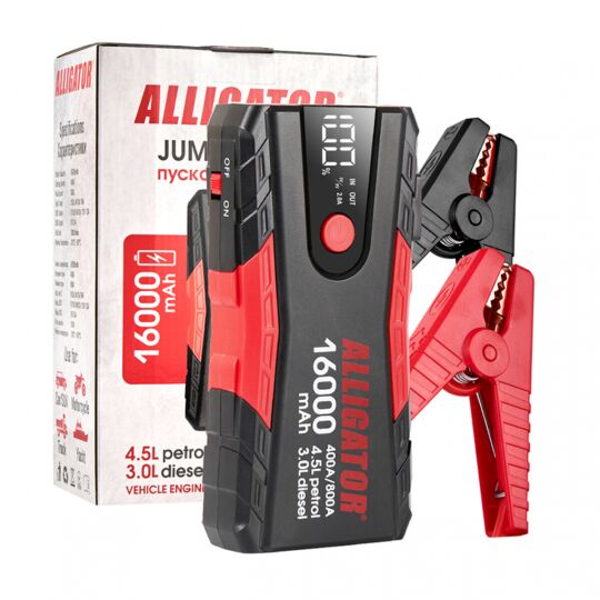 Alligator Пусковий пристрій Jump Starter 400A/800A 16000mAh з функцією Power Bank Alligator Пусковий пристрій Jump Starter 400A/800A 16000mAh з функцією Power Bank