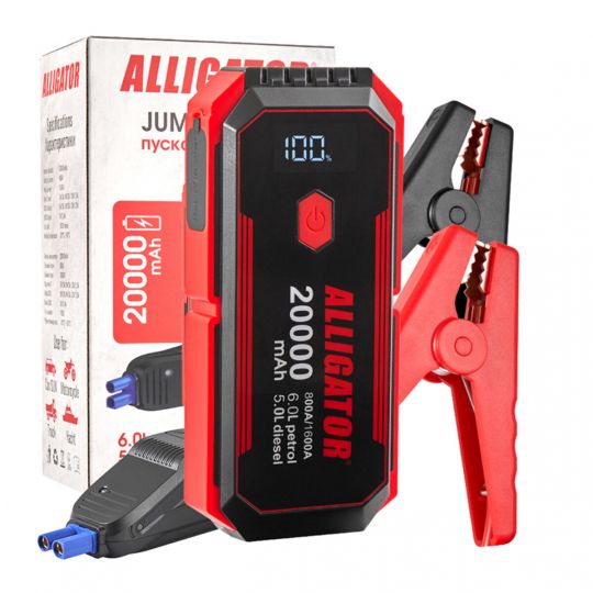 Alligator Пусковий пристрій Jump Starter 800A/1600A 20000mAh зі Smart-клемами з функцією Power Bank