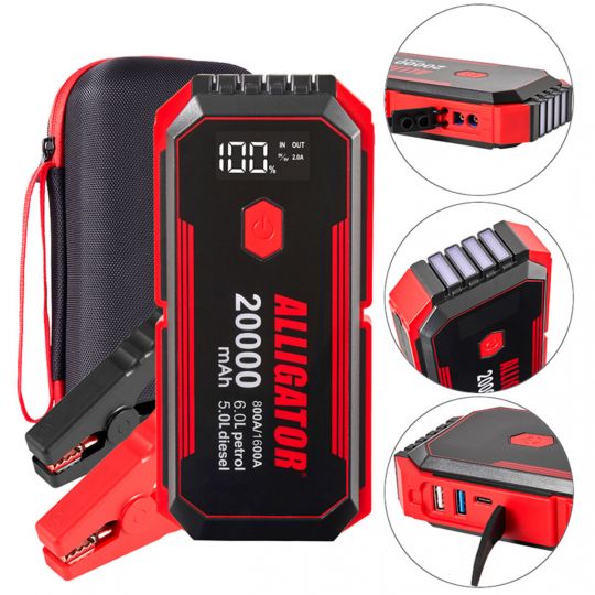 Alligator Пусковий пристрій Jump Starter 800A/1600A 20000mAh зі Smart-клемами з функцією Power Bank