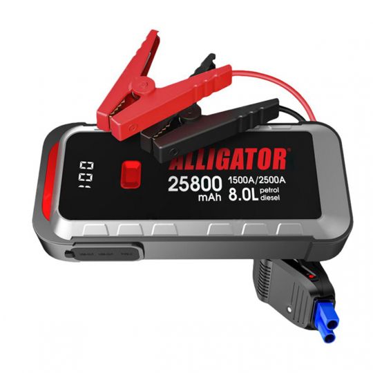 Alligator Пусковий пристрій Jump Starter 1500A/2500A 25800mAh зі Smart-клемами Alligator Пусковий пристрій Jump Starter 1500A/2500A 25800mAh зі Smart-клемами