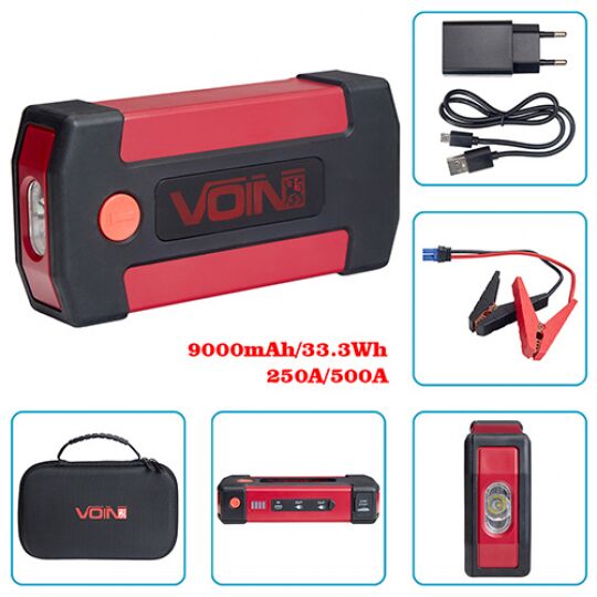 VOIN JS-500 Пуско-зарядний пристрій 9000mAh/33,3Wh/12V START-250A/500A/ліхтар VOIN JS-500 Пуско-зарядний пристрій 9000mAh/33,3Wh/12V START-250A/500A/ліхтар