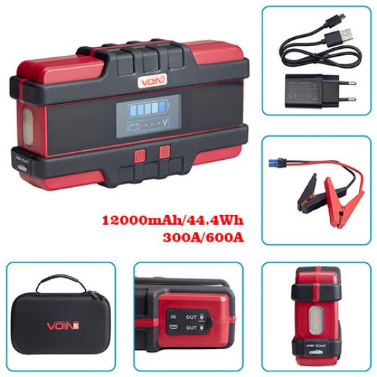 VOIN JS-600 Пуско-зарядний пристрій 12000mAh/44,4Wh/12V START-300A/600A/ліхтар VOIN JS-600 Пуско-зарядний пристрій 12000mAh/44,4Wh/12V START-300A/600A/ліхтар