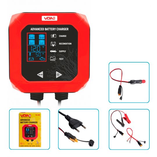 VOIN VL-125 12V/5A/3-120AHR/LCD Зарядний пристрій для АКБ (Iмпульсний)