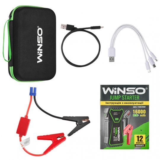 Winso Пусковий пристрій Jump Starter 300A/600A 16000mAh з функцією Power Bank Winso Пусковий пристрій Jump Starter 300A/600A 16000mAh з функцією Power Bank