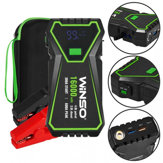 Winso Пусковий пристрій Jump Starter 300A/600A 16000mAh з функцією Power Bank Winso Пусковий пристрій Jump Starter 300A/600A 16000mAh з функцією Power Bank