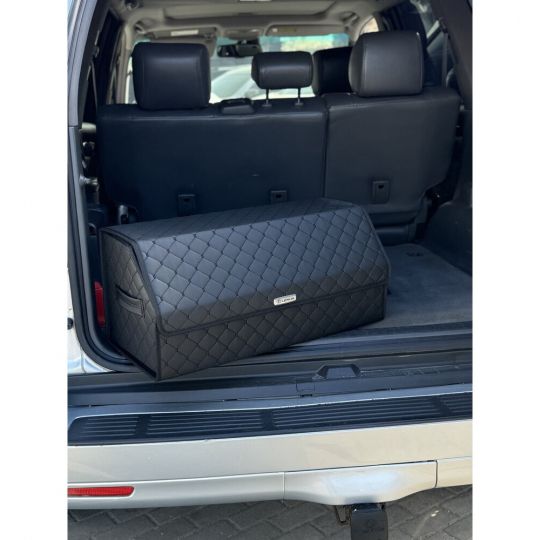 City Car Органайзер у багажник авто з екошкіри (чорний ромб/чорна нитка) [65*30*30 см]