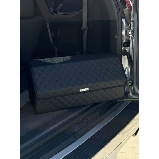 City Car Органайзер у багажник авто з екошкіри (чорний ромб/чорна нитка) [65*30*30 см]
