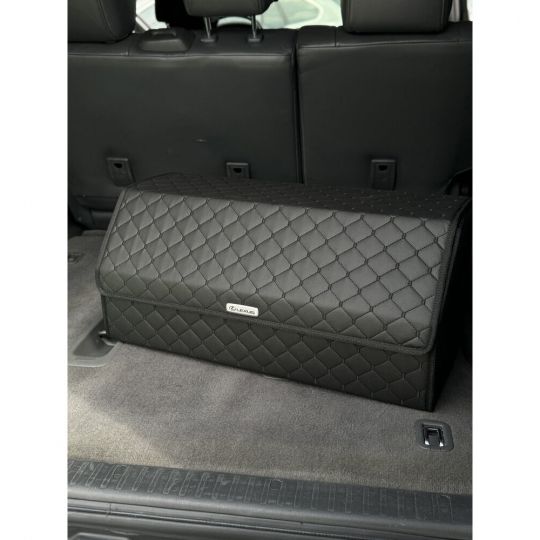 City Car Органайзер у багажник авто з екошкіри (чорний ромб/чорна нитка) [65*30*30 см]