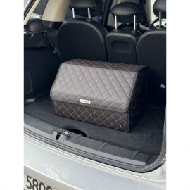 City Car Органайзер у багажник авто з екошкіри (чорний ромб/червона нитка) [80*30*30 см]