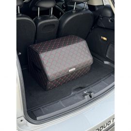 City Car Органайзер у багажник авто з екошкіри (чорний ромб/червона нитка) [80*30*30 см]