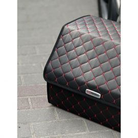 City Car Органайзер у багажник авто з екошкіри (чорний ромб/червона нитка) [80*30*30 см]