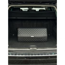 City Car Органайзер у багажник авто з екошкіри (чорний ромб/синя нитка) [35*30*30 см]