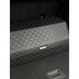 City Car Органайзер у багажник авто з екошкіри (чорний ромб/синя нитка) [35*30*30 см]