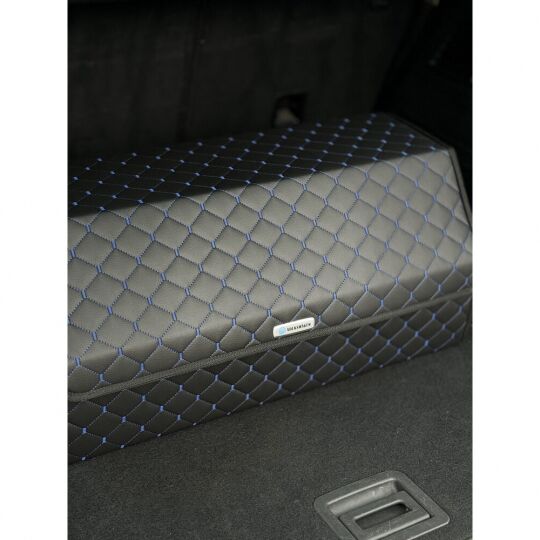 City Car Органайзер у багажник авто з екошкіри (чорний ромб/синя нитка) [50*30*30 см]