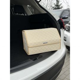 City Car Органайзер у багажник авто з екошкіри (бежевий ромб/бежева нитка) [80*30*30 см]