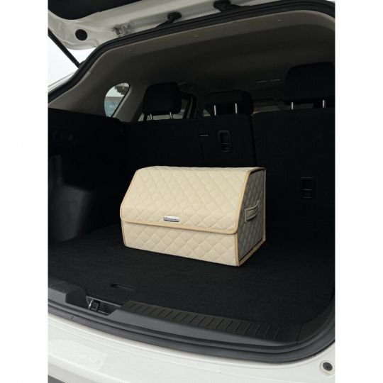 City Car Органайзер у багажник авто з екошкіри (бежевий ромб/бежева нитка) [50*30*30 см]