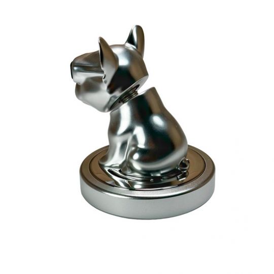 Ароматизатор на торпеду собака Bulldog з головою, що хитається [срібло]