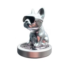 Ароматизатор на торпеду собака Bulldog з головою, що хитається [срібло]