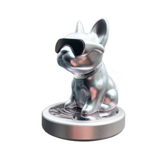 Ароматизатор на торпеду собака Bulldog з головою, що хитається [срібло]