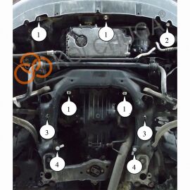 Kolchuga Защита двигателя, КПП и радиатора на Audi A4 B6 '00-04 (ZiPoFlex-оцинковка)