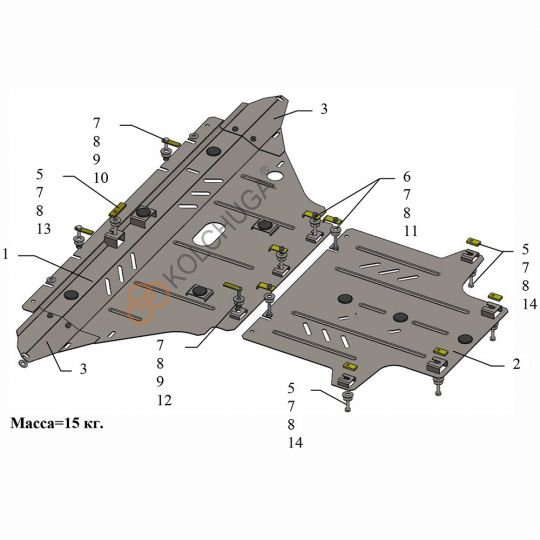 Kolchuga Защита двигателя, КПП и радиатора на Audi A4 B8 '07-11 (ZiPoFlex-оцинковка)